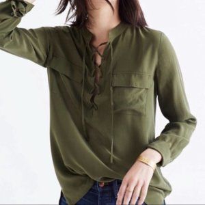 Madewell forest green blouse